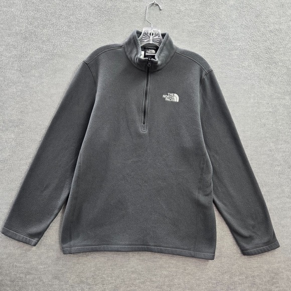 The North Face Men Sweatshirt Large Black 1/4 Zip Logo Embroidered Fleece - Picture 1 of 12